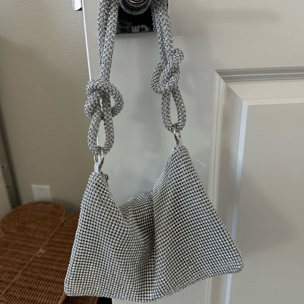 Azazie Metallic Silver Shoulder Bag